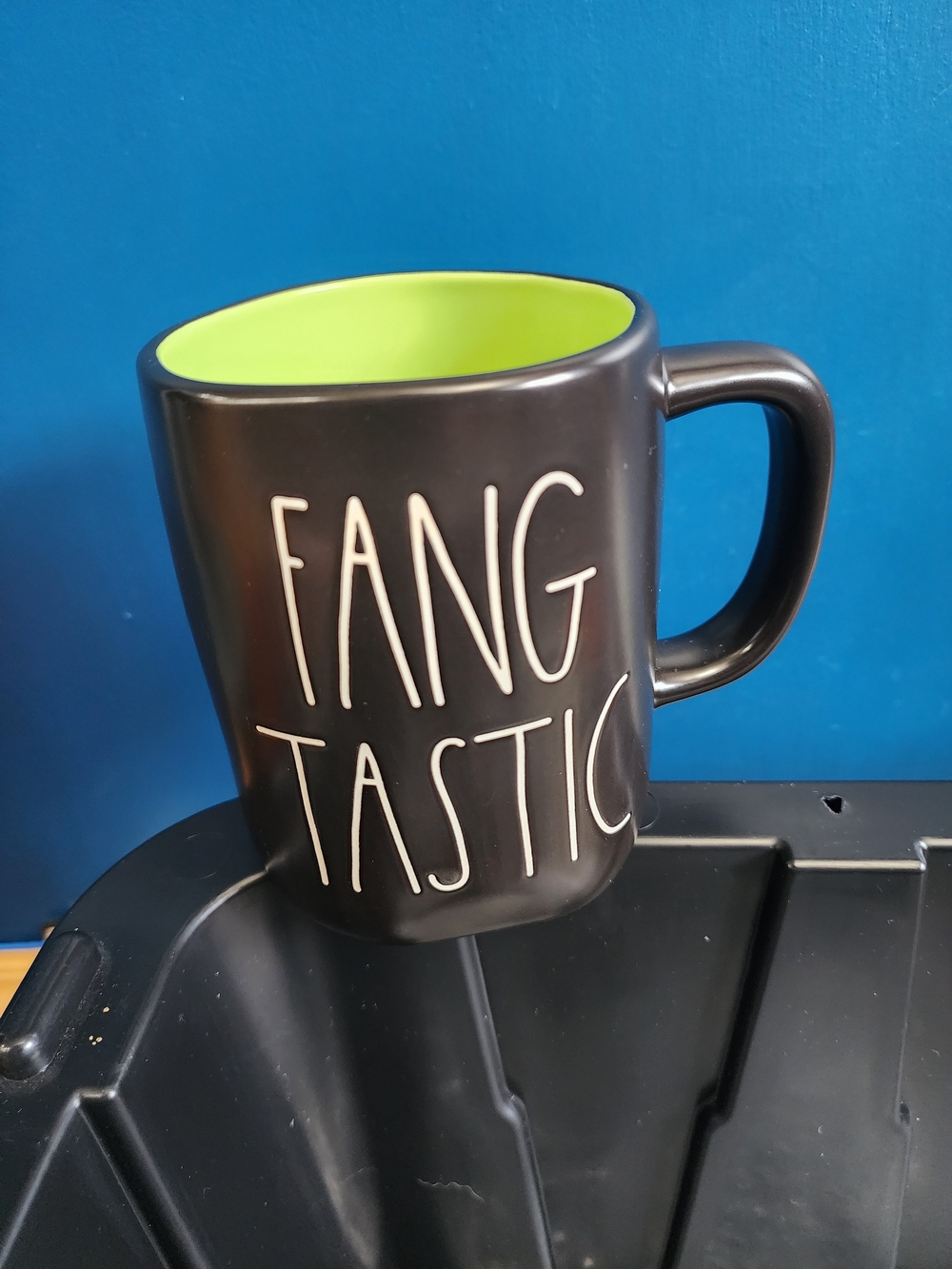 Rae Dunn Black Mug with Lime Green Interior - FANG TASTIC